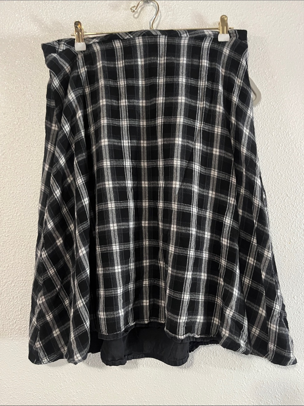 Disturbia Black and White Plaid Midi Skirt